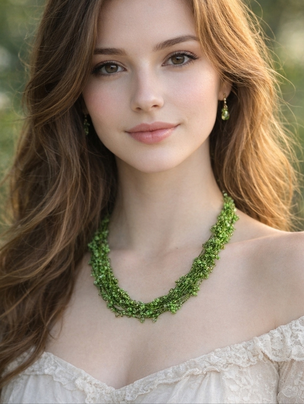 Fairycore Lime Green Crochet Seed Beaded Torsade Necklace